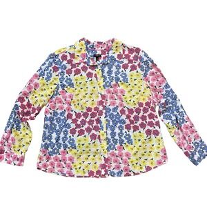 Talbots Shirt Womens XLp Colorful‎ Button Front Long Sleeve Blouse
